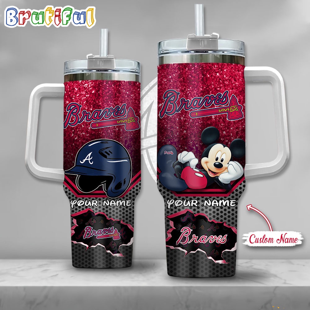 MLB Atlanta Braves Tumbler Mickey Mouse Customzed Handle Cup