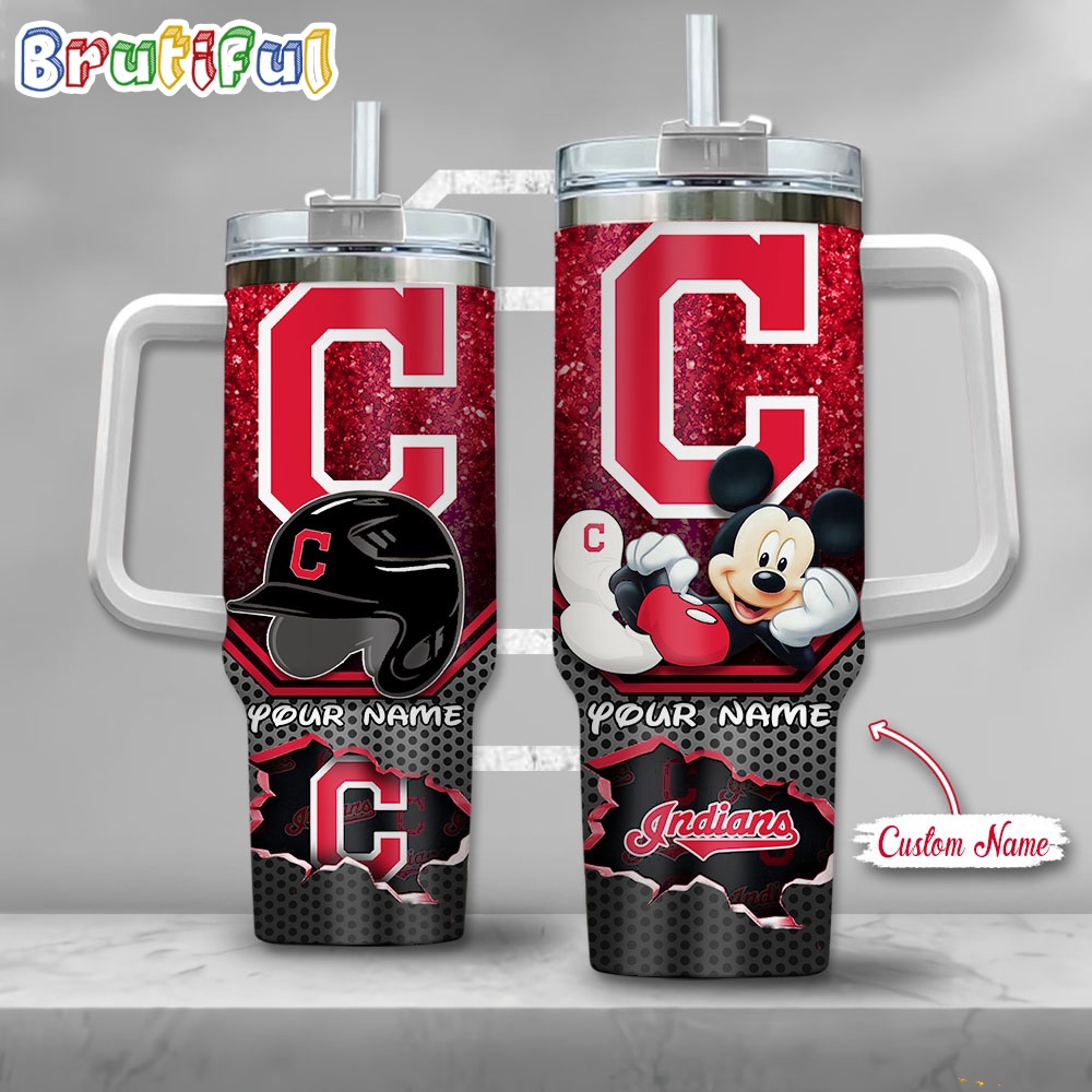 MLB Cleveland Indians Tumbler Mickey Mouse Customzed Handle Cup