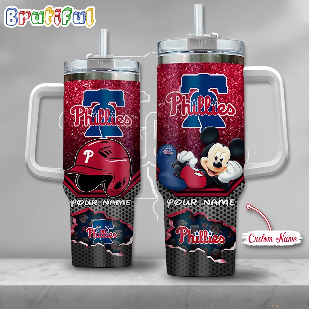 MLB Philadelphia Phillies Tumbler Mickey Mouse Customzed Handle Cup