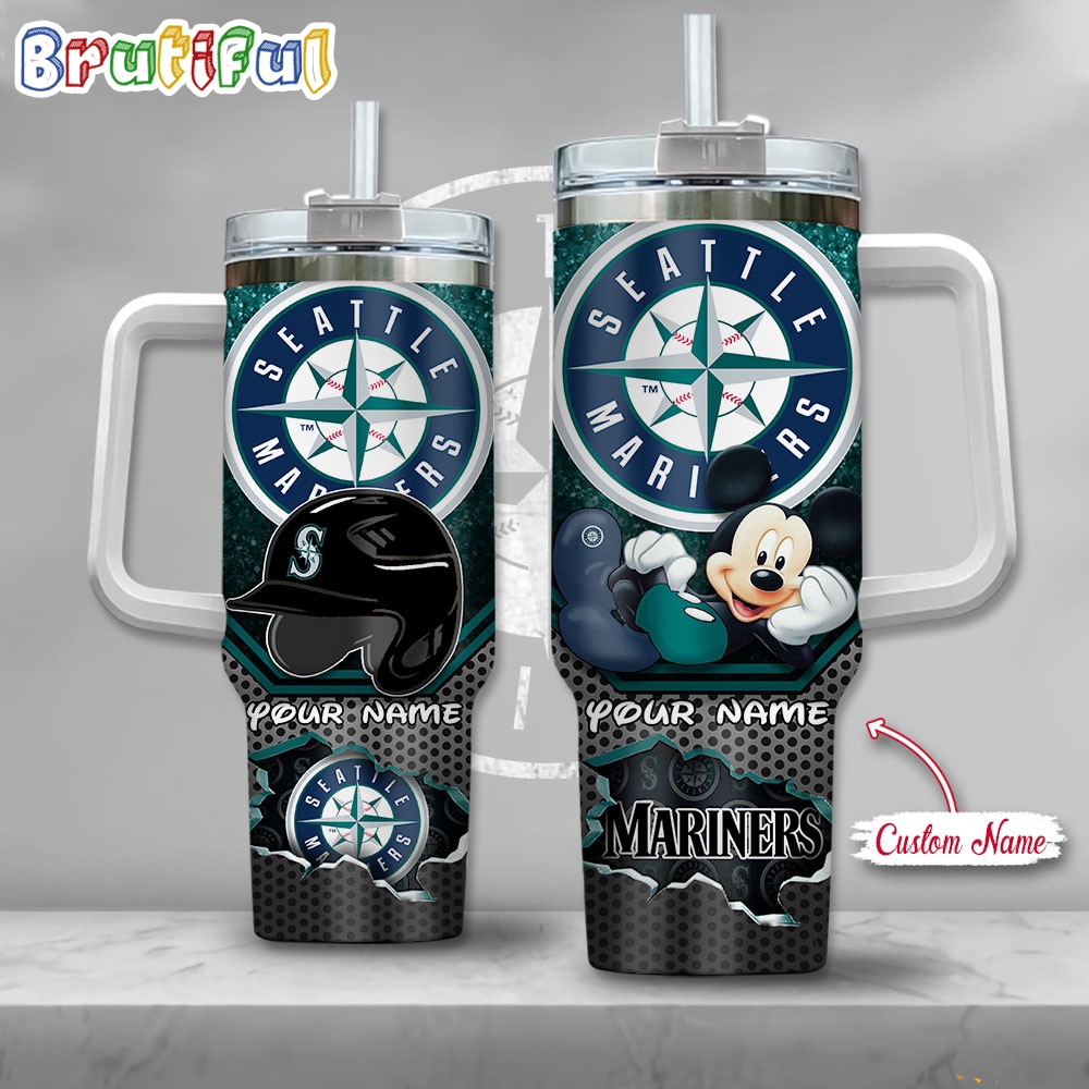 MLB Seattle Mariners Tumbler Mickey Mouse Customzed Handle Cup