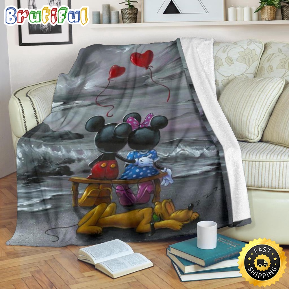 Minnie Mouse Blanket Balloon Mickey And Minnie In Love Fleece Blanket