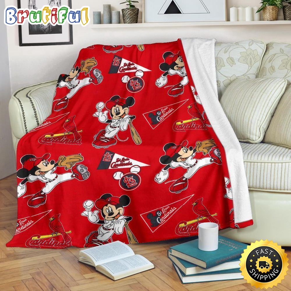 Minnie Mouse Blanket Cardinals Mickey Fleece Blanket For Baseball Fan