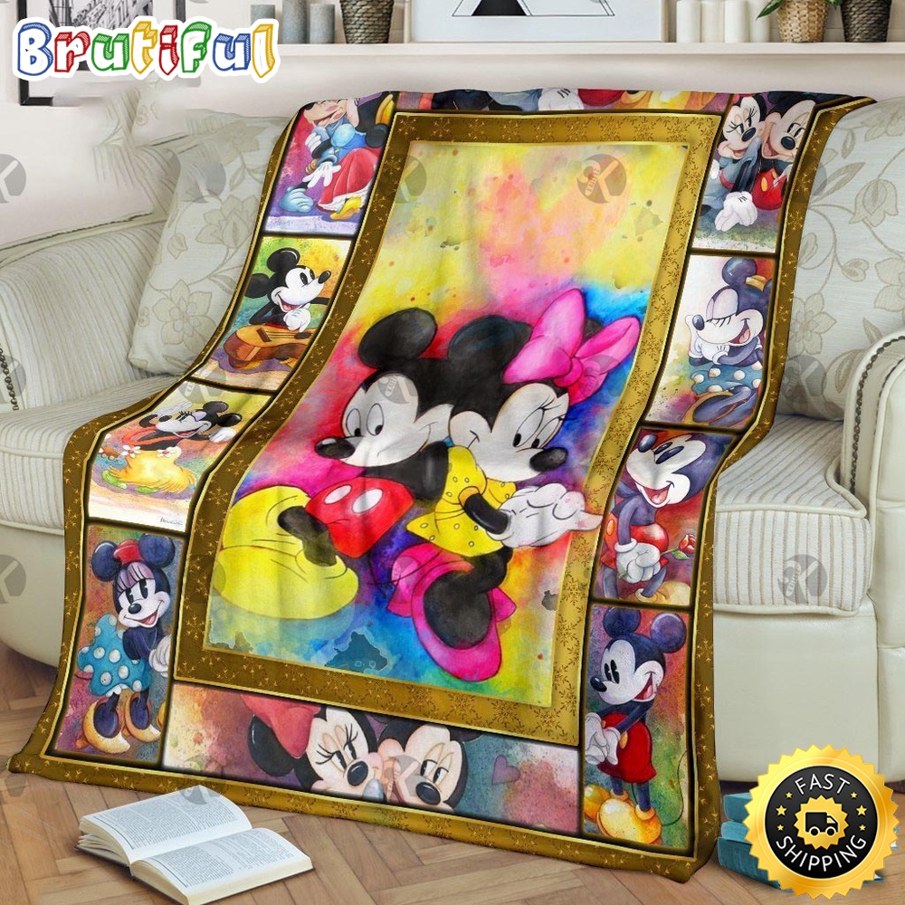 Minnie Mouse Blanket Disney Mickey Mouse And Minnie Colorful Lovely Pictures Fleece Blanket