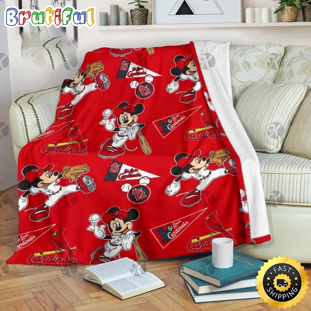 Minnie Mouse Blanket Disney Mickey Mouse St Louis Cardinals MLB Team Basebal Fleece Blanket