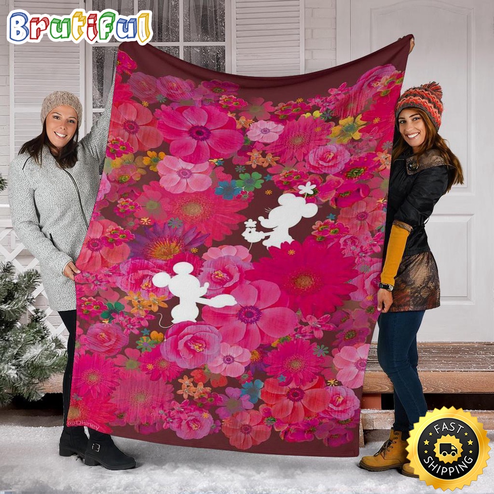 Minnie Mouse Blanket Floral Mickey And Minnie Fleece Blanket For Bedding Decor