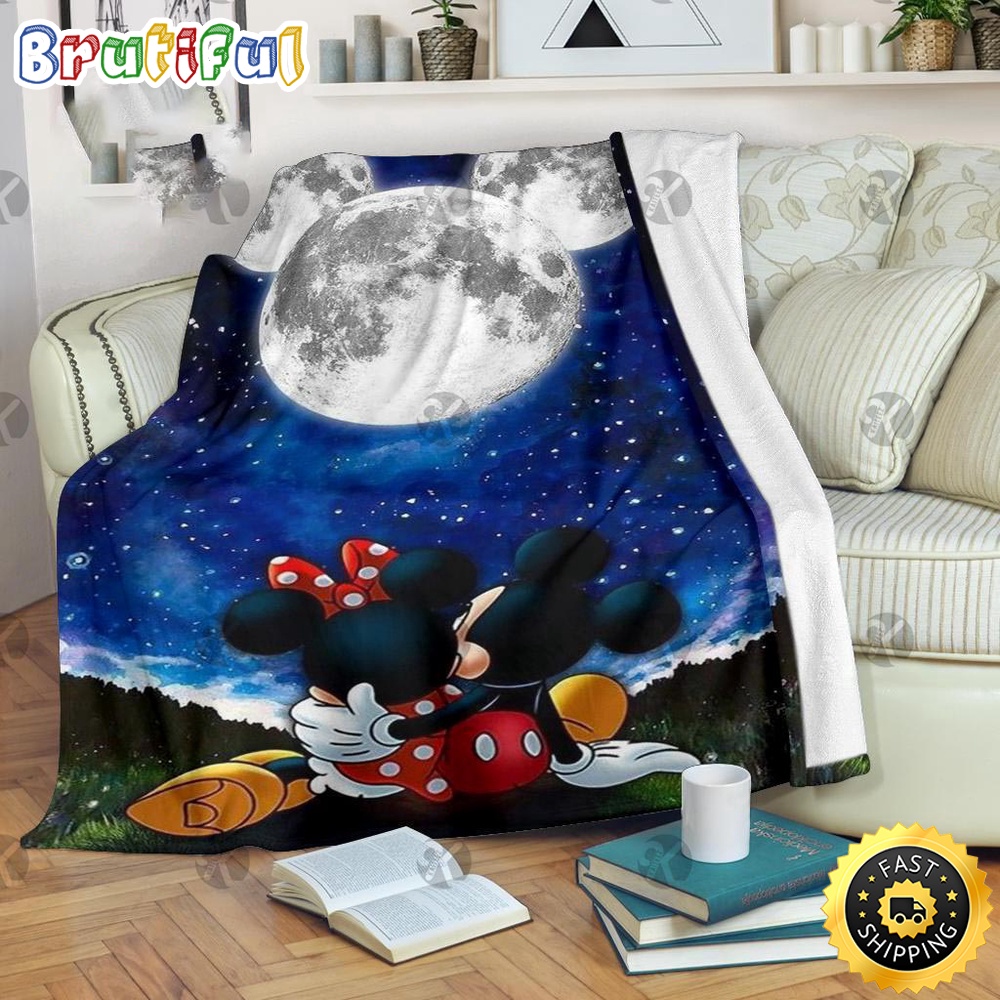 Minnie Mouse Blanket Mickey Mouse And Minnie Under The Romantic Disney Moonlight Fleece Blanket