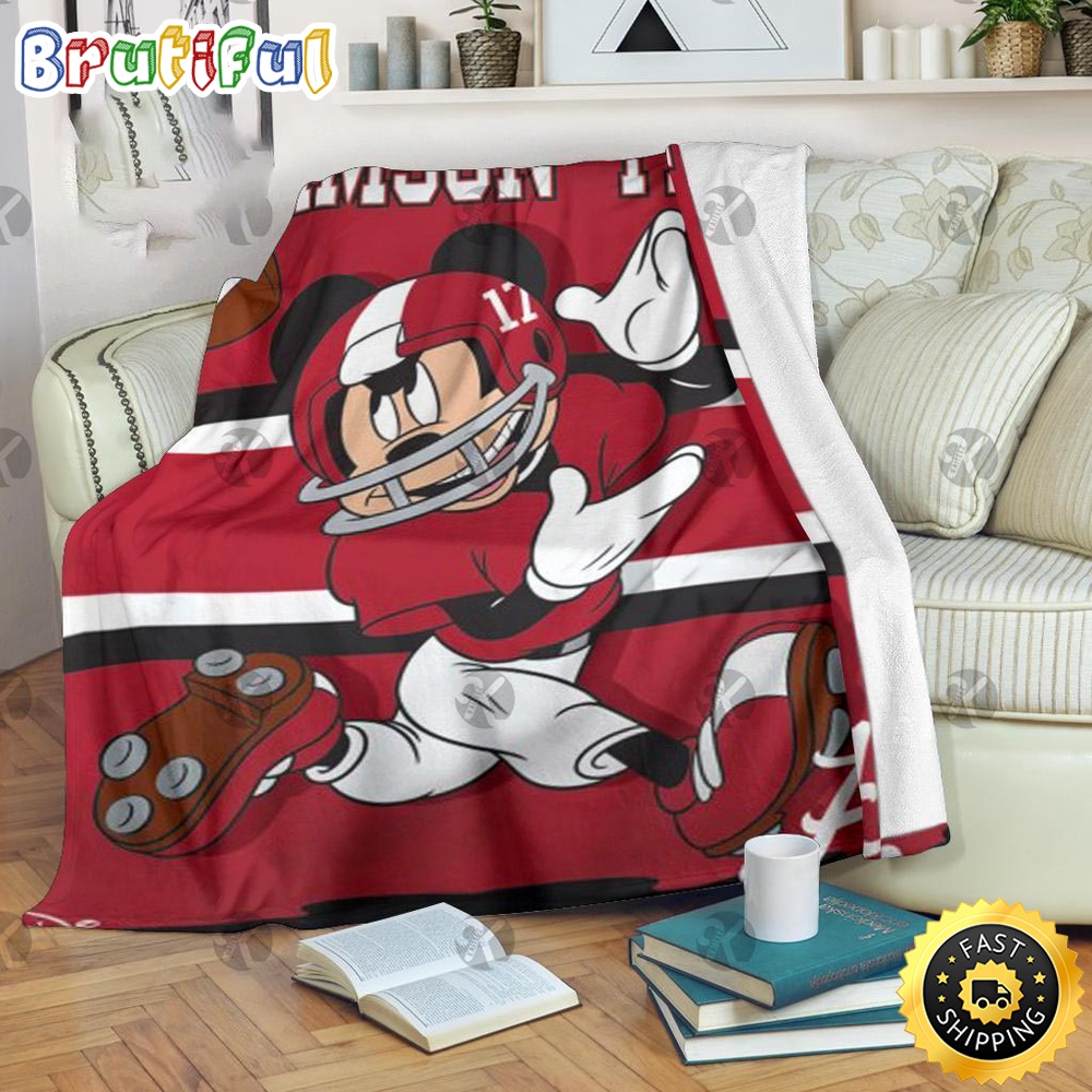 Minnie Mouse Blanket Mickey Mouse Football In Red Fleece Blanket