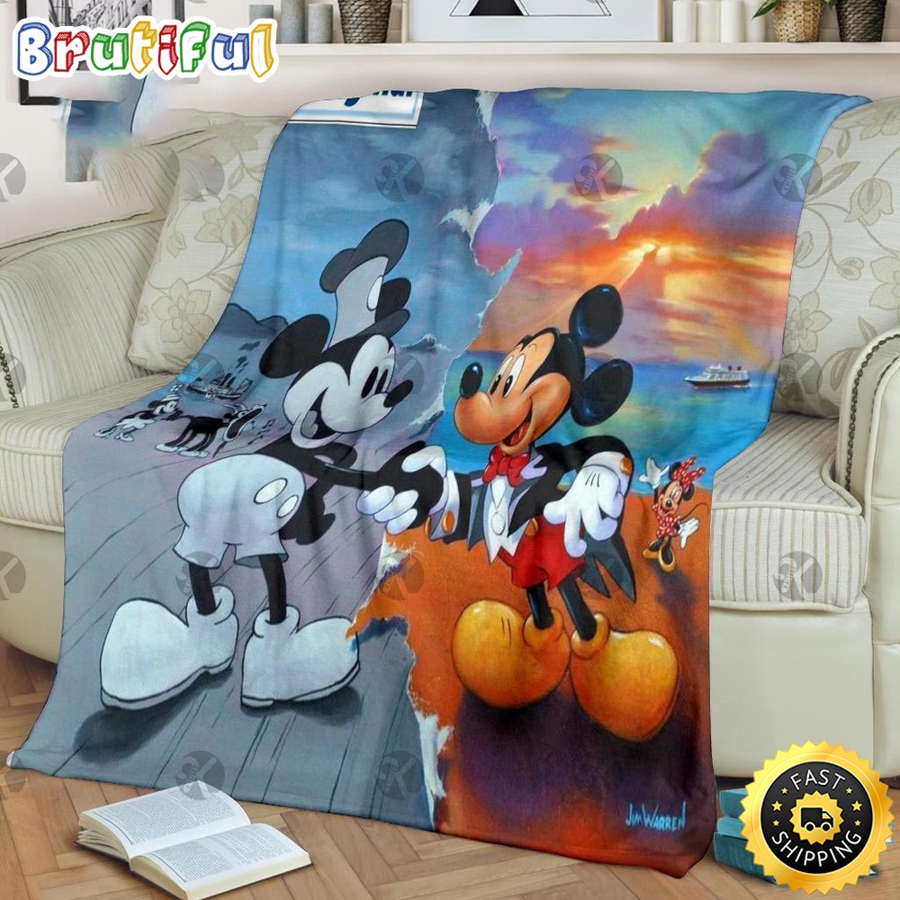 Minnie Mouse Blanket Mickey Mouse Original amp Current Black And White And Colorful Fleece Blanket