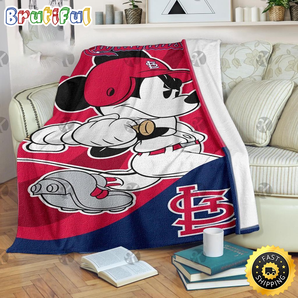 Minnie Mouse Blanket Mickey Mouse St Louis Cardinals MLB Team Baseball Fleece Blanket
