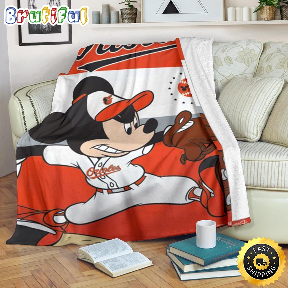 Minnie Mouse Blanket Mickey Plays Orioles Fleece Blanket For Baseball Fan