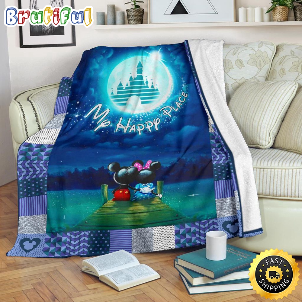 Minnie Mouse Blanket My Happy Place Fleece Blanket Mickey Minnie