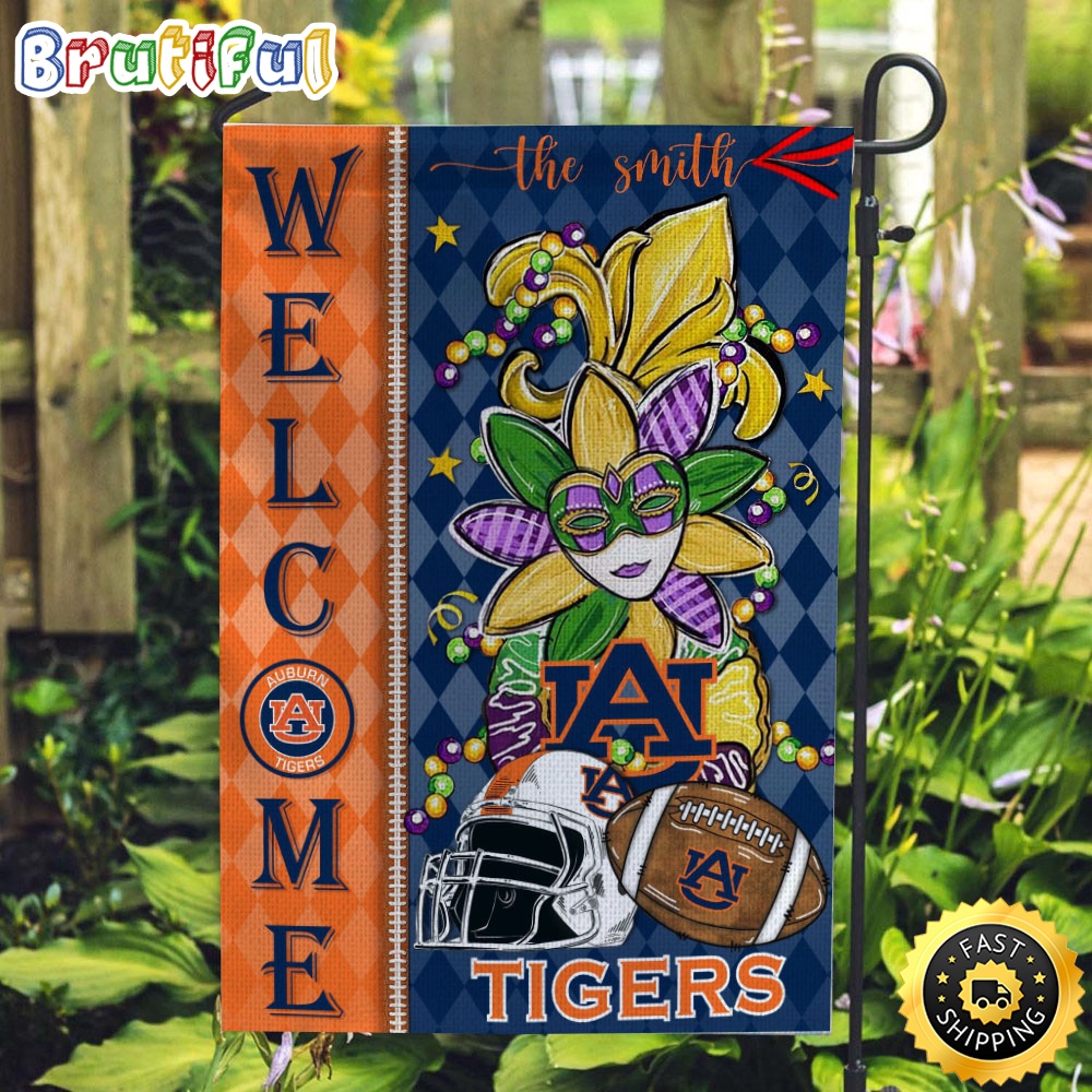 NCAA Auburn Tigers Football Flag Mardi Gras Welcome Garden Flag