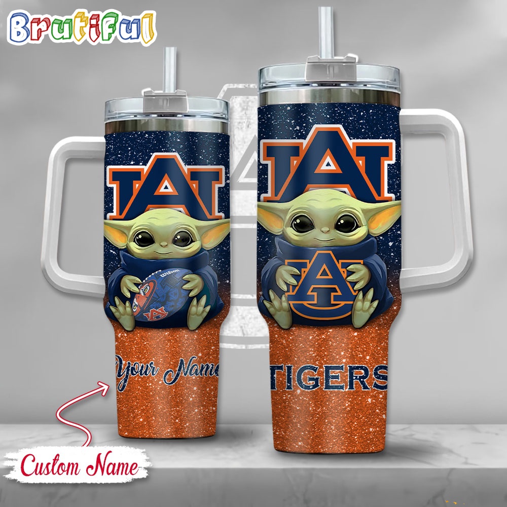 NCAA Auburn Tigers Tumbler Baby Yoda Customzed Handle Cup