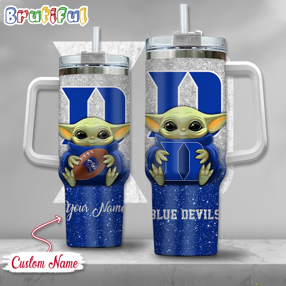 NCAA Duke Blue Devils Tumbler Baby Yoda Customzed Handle Cup