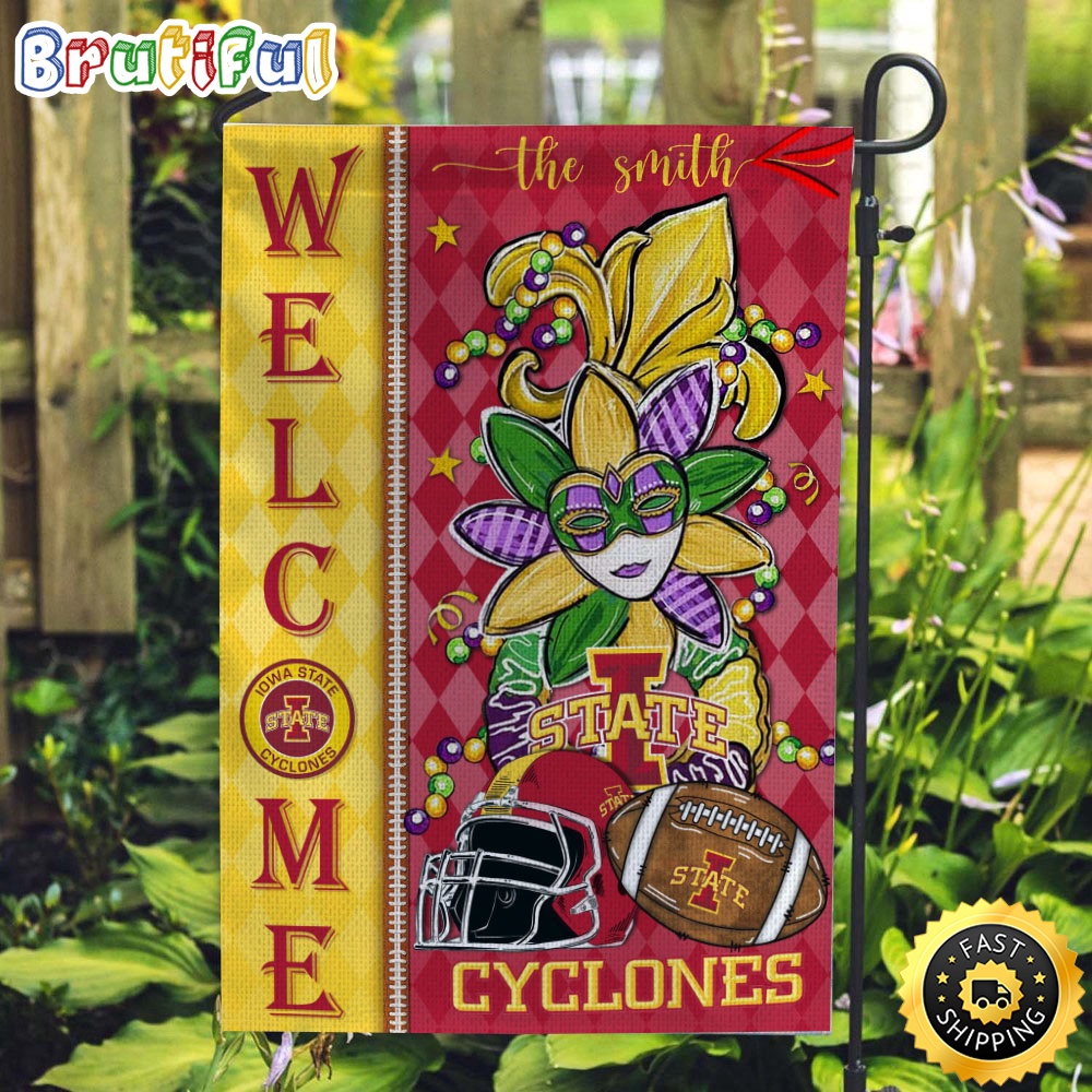 NCAA Iowa State Cyclones Football Flag Mardi Gras Welcome Garden Flag