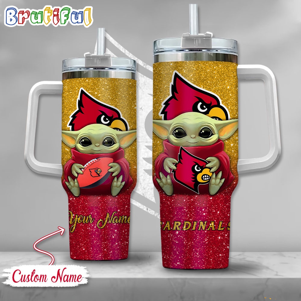 NCAA Louisville Cardinals Tumbler Baby Yoda Customzed Handle Cup