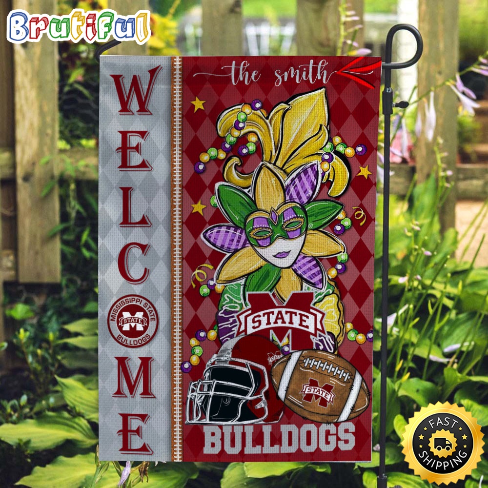 NCAA Mississippi State Bulldogs Football Flag Mardi Gras Welcome Garden Flag