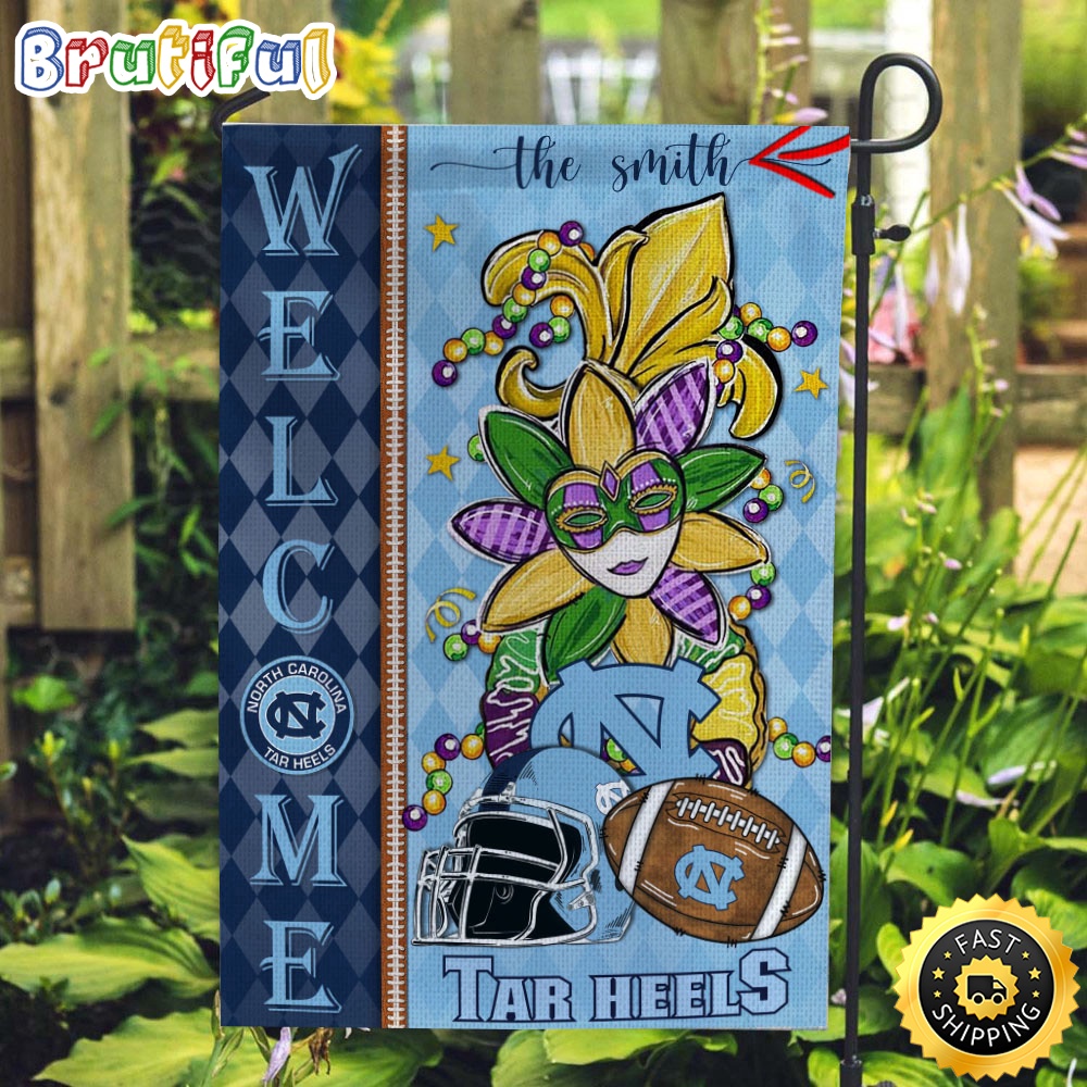 NCAA North Carolina Tar Heels Football Flag Mardi Gras Welcome Garden Flag