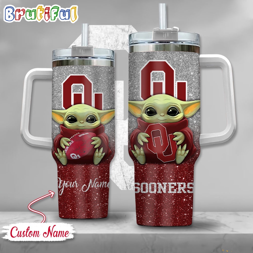 NCAA Oklahoma Sooners Tumbler Baby Yoda Customzed Handle Cup