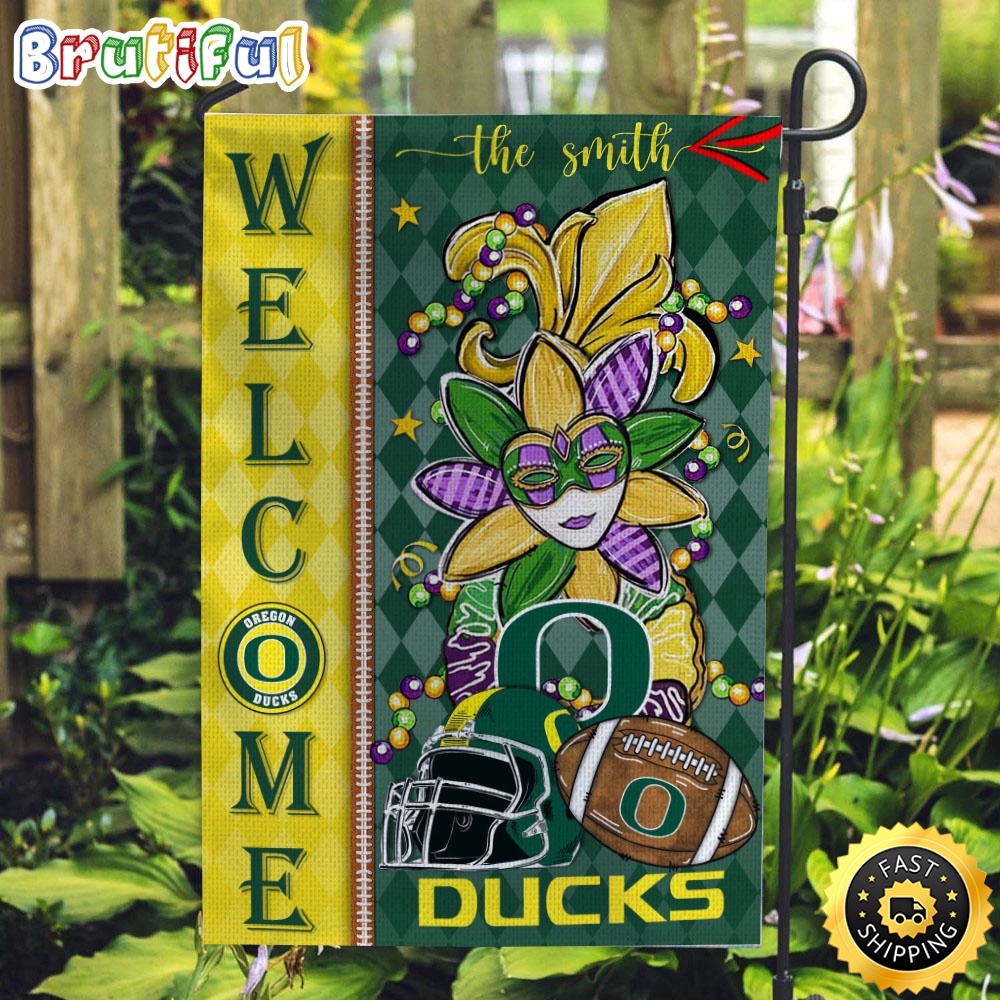 NCAA Oregon Ducks Football Flag Mardi Gras Welcome Garden Flag
