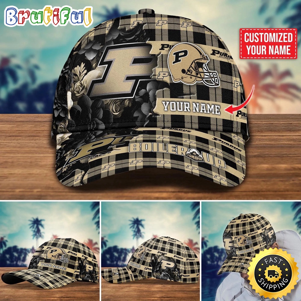 NCAA Purdue Boilermakers Baseball Cap Flower Custom Name Cap