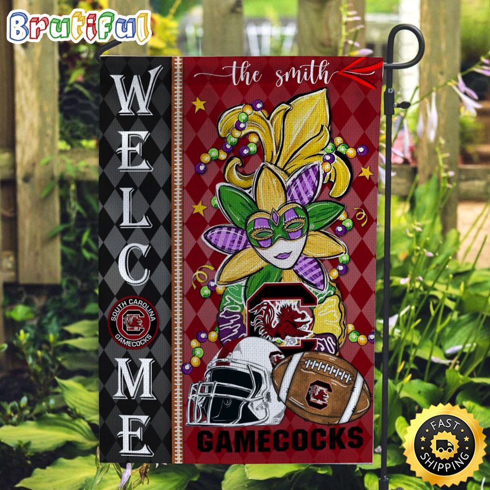 NCAA South Carolina Gamecocks Football Flag Mardi Gras Welcome Garden Flag