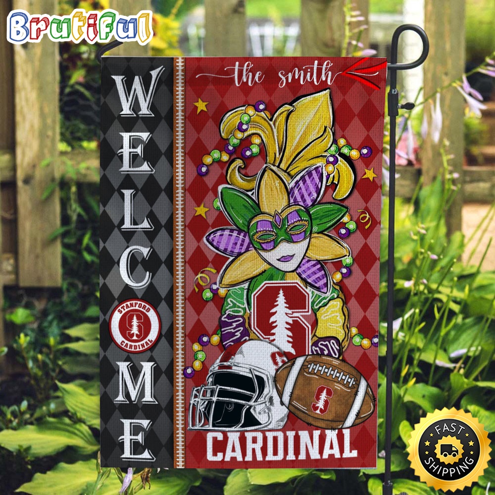 NCAA Stanford Cardinal Football Flag Mardi Gras Welcome Garden Flag