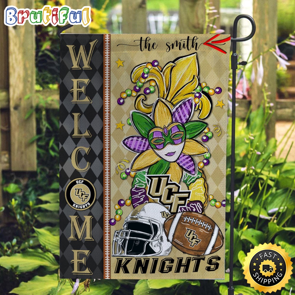 NCAA UCF Knights Football Flag Mardi Gras Welcome Garden Flag
