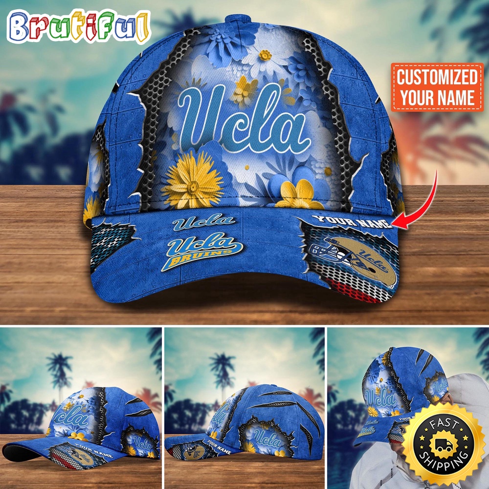 NCAA UCLA Bruins Baseball Cap Flag Flower Custom Name Cap NCAA UCLA Bruins Baseball Cap Flag Flower Custom Name Cap