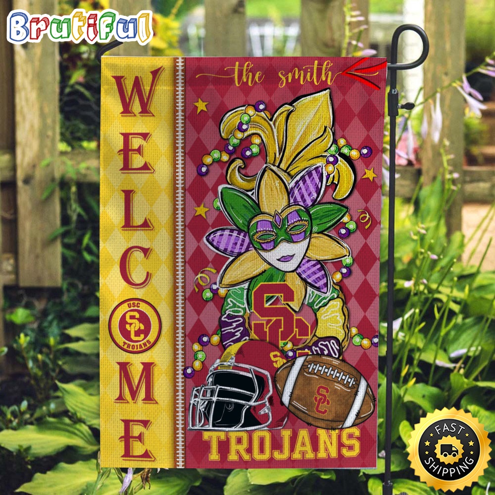 NCAA USC Trojans Football Flag Mardi Gras Welcome Garden Flag