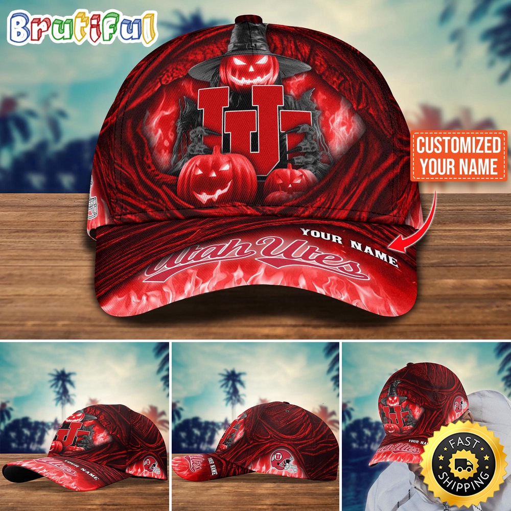 NCAA Utah Utes Baseball Cap Halloween Custom Cap For Fans NCAA Utah Utes Baseball Cap Halloween Custom Cap For Fans