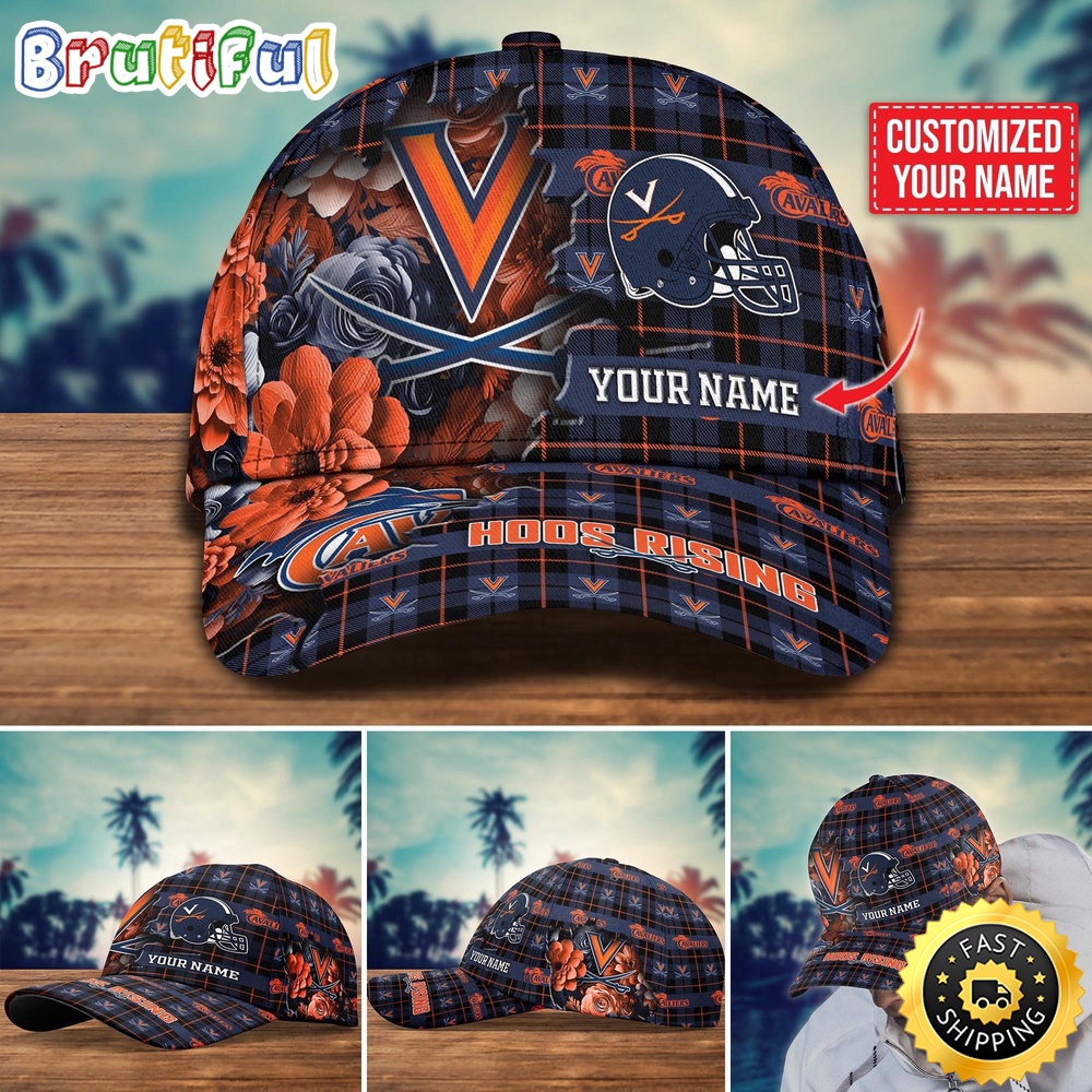NCAA Virginia Cavaliers Baseball Cap Flower Custom Name Cap NCAA Virginia Cavaliers Baseball Cap Flower Custom Name Cap