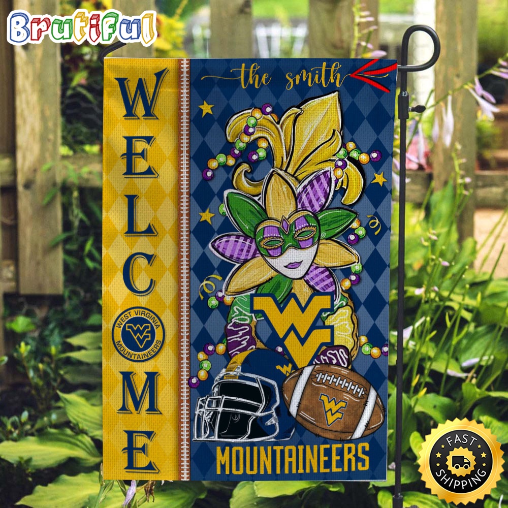 NCAA West Virginia Mountaineers Football Flag Mardi Gras Welcome Garden Flag