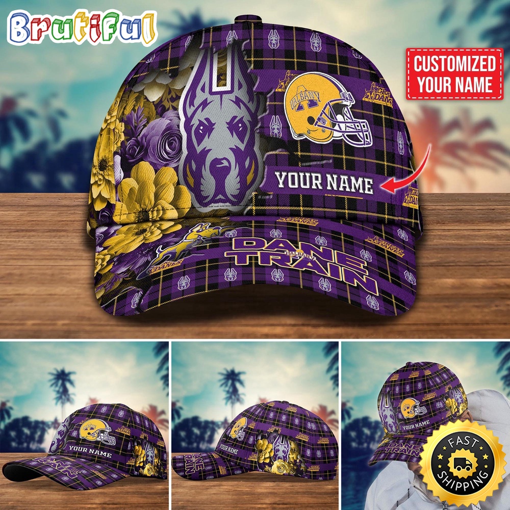 NCAA Albany Great Danes Baseball Cap Flower Custom Name Cap qbkyeo.jpg
