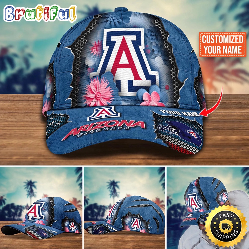 NCAA Arizona Wildcats Baseball Cap Flag Flower Custom Name Cap xigbki.jpg