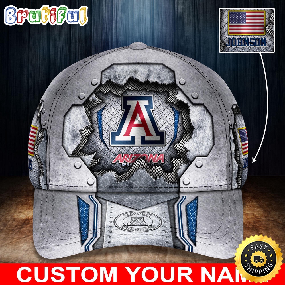 NCAA Arizona Wildcats Baseball Cap Silver Metalic Pattern Baseball Cap bp0mzc.jpg