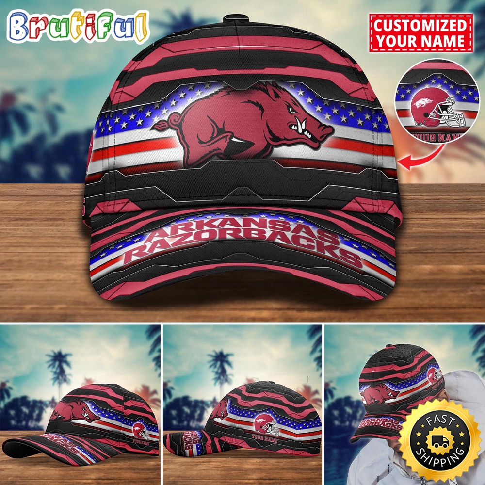 NCAA Arkansas Razorbacks Baseball Cap Flag Custom Name Cap f0qk9h.jpg