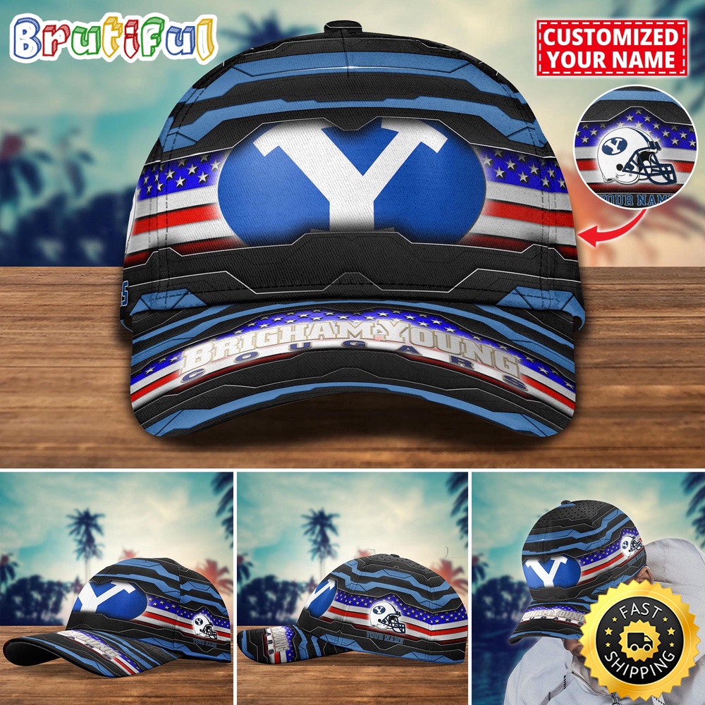 NCAA BYU Cougars Baseball Cap Flag Custom Name Cap bdomuu.jpg