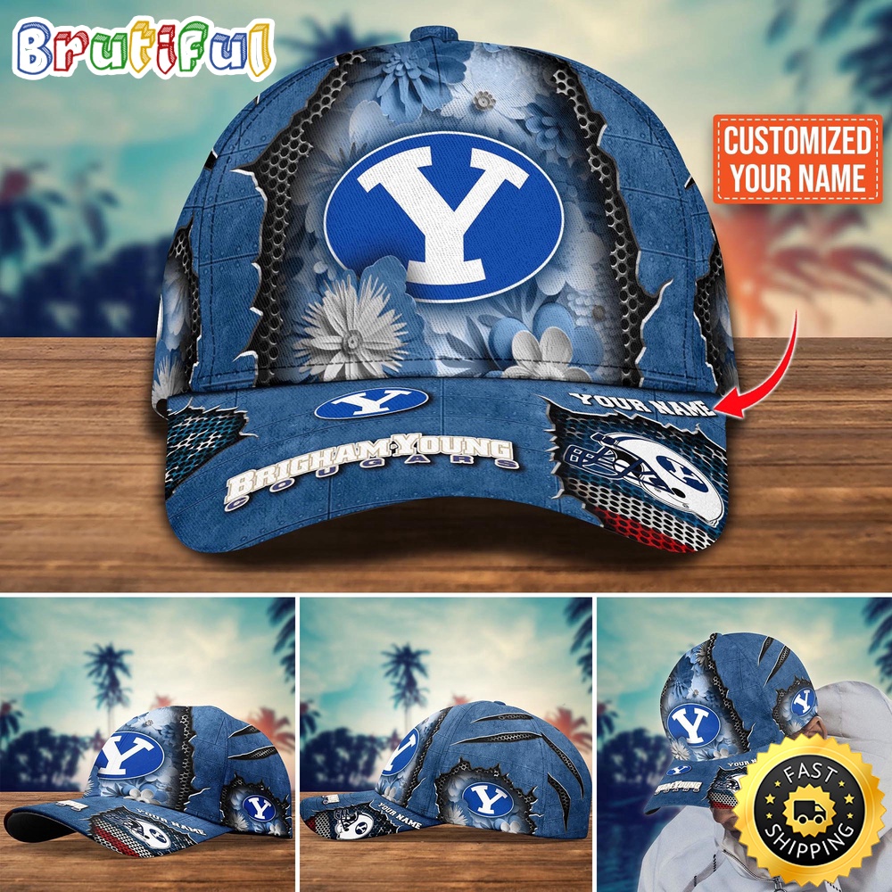 NCAA BYU Cougars Baseball Cap Flag Flower Custom Name Cap bxsz0k.jpg