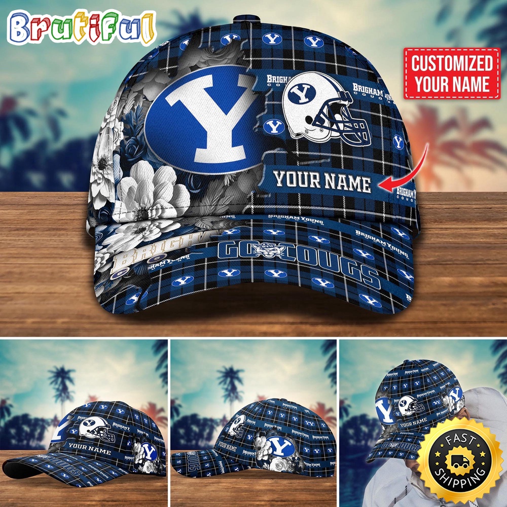 NCAA BYU Cougars Baseball Cap Flower Custom Name Cap u4hgao.jpg