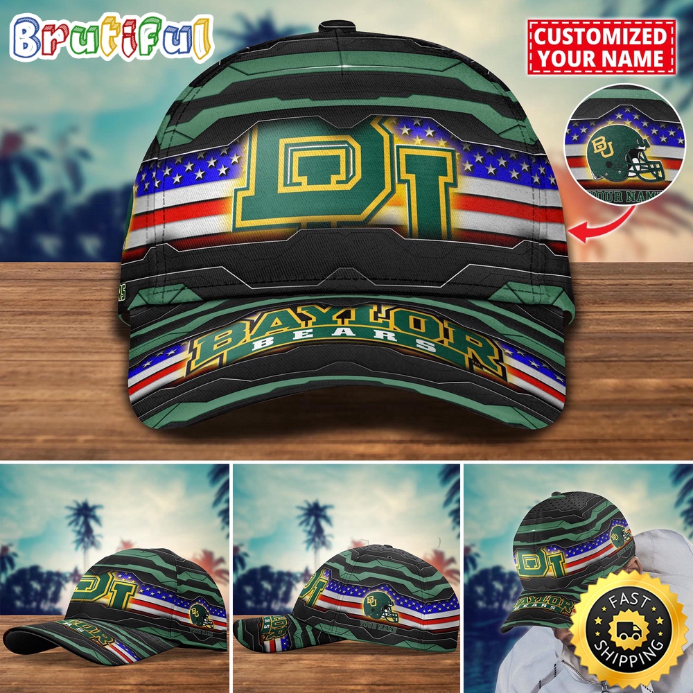 NCAA Baylor Bears Baseball Cap Flag Custom Name Cap lbprox.jpg