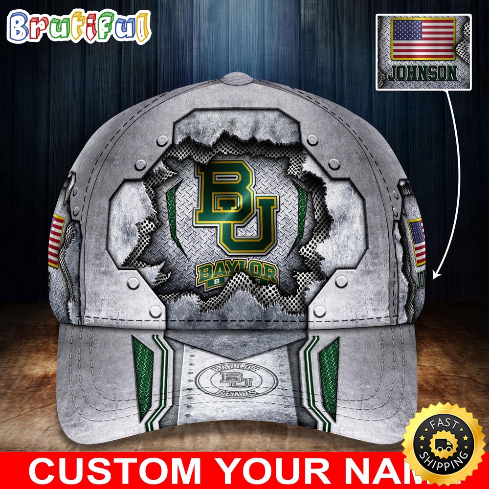 NCAA Baylor Bears Baseball Cap Silver Metalic Pattern Baseball Cap vit6wi.jpg