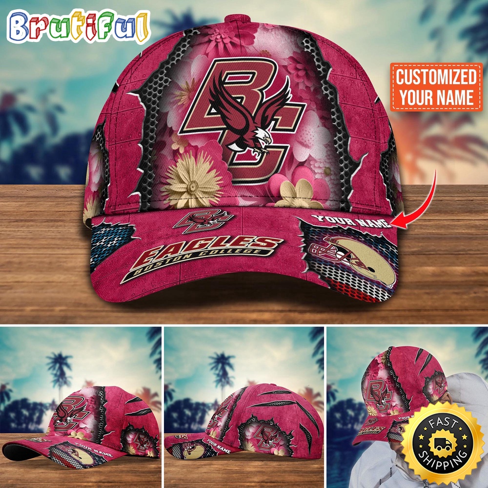 NCAA Boston College Eagles Baseball Cap Flag Flower Custom Name Cap gaj69f.jpg