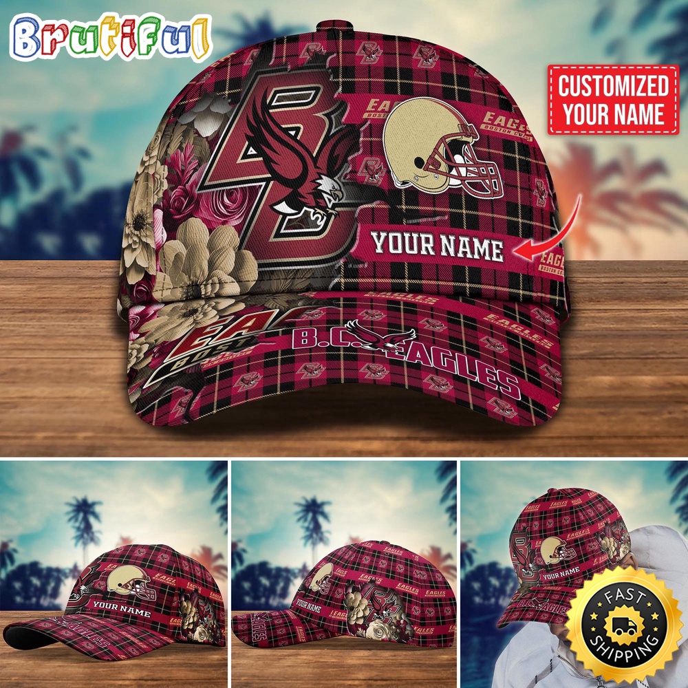 NCAA Boston College Eagles Baseball Cap Flower Custom Name Cap eugi8m.jpg