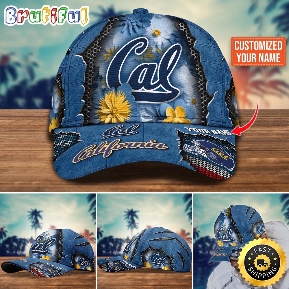NCAA California Golden Bears Baseball Cap Flag Flower Custom Name Cap uj5e62.jpg