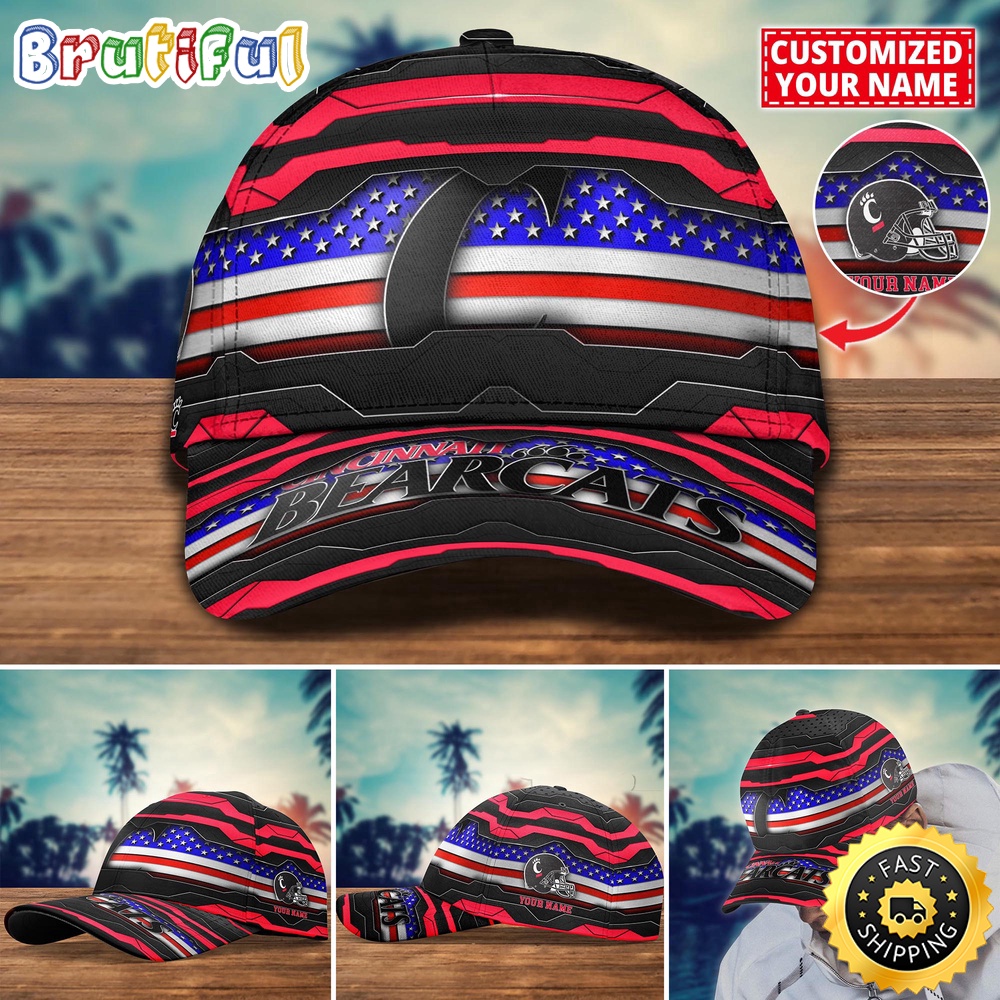 NCAA Cincinnati Bearcats Baseball Cap Flag Custom Name Cap NCAA Cincinnati Bearcats Baseball Cap Flag Custom Name Cap