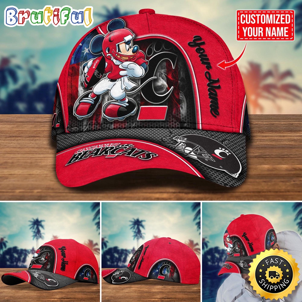 NCAA Cincinnati Bearcats Baseball Cap Mickey Mouse Custom Cap For Fans vpoj9t.jpg