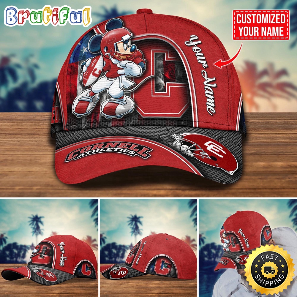 NCAA Cornell Big Red Baseball Cap Mickey Mouse Custom Cap For Fans ryynxo.jpg