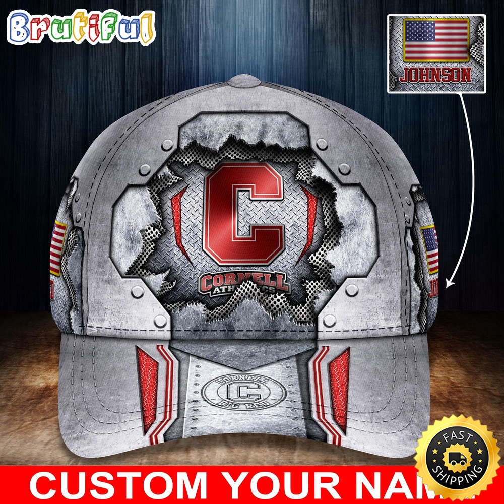 NCAA Cornell Big Red Baseball Cap Silver Metalic Pattern Baseball Cap f7xg2x.jpg
