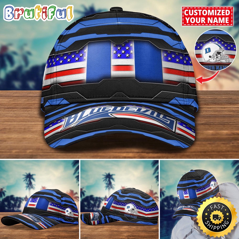 NCAA Duke Blue Devils Baseball Cap Flag Custom Name Cap jcelgb.jpg